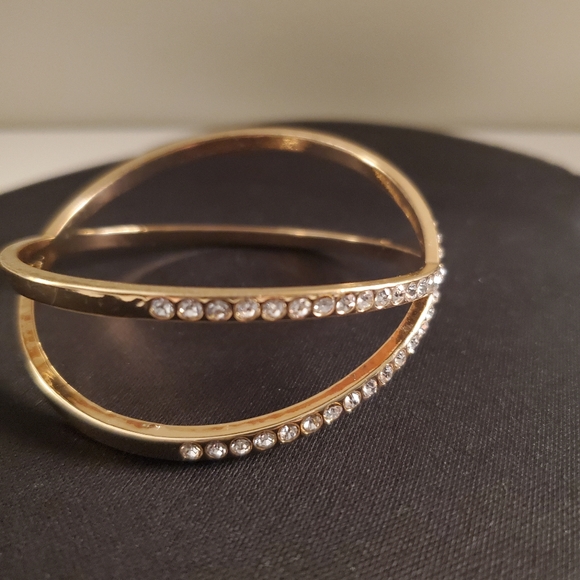 Gold Tone & Crystal Criss Cross Infinity Bracelet - Picture 5 of 5